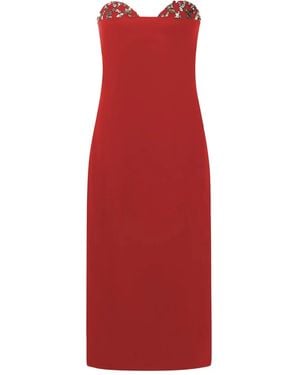 Genny Vestido midi palabra de honor con lentejuelas - Rojo