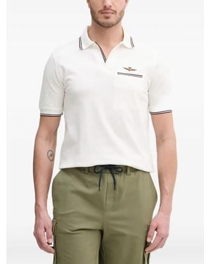 Aeronautica Militare Polo À Logo Brodé - White