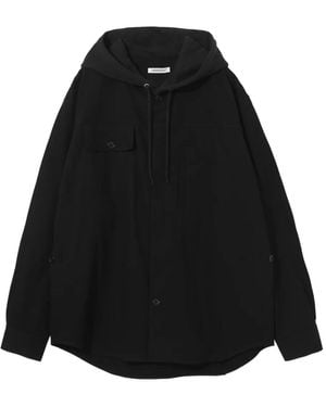Undercover Hooded Zip-Front Shirt - Black