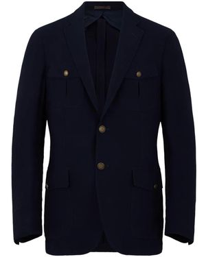 Moorer Button Pocket Blazer - Blue