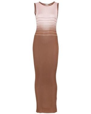 Roberto Collina Gradient-Effect Ribbed-Knit Maxi Dress - White