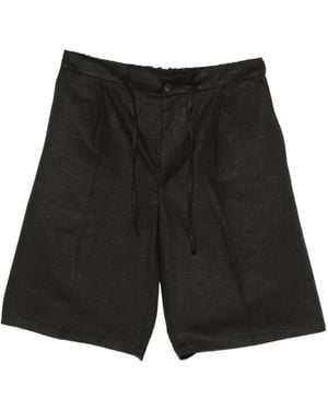 Hevò Drawstring Pleated Shorts - Black
