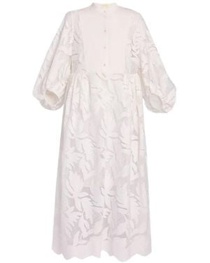 Erdem Vestido Midi Con Abertura Floral - Blanco