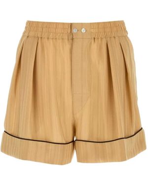 Saint Laurent Embroidered Silk Pajama Shorts - Natural