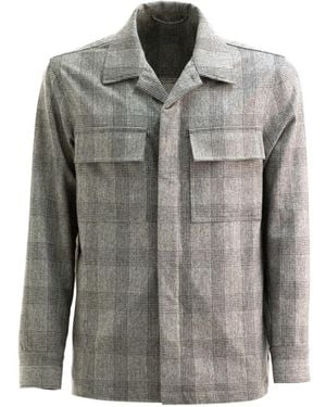 Cruna Bruges Check-Pattern Overshirt - Gray