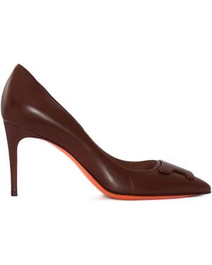 Santoni 85Mm Leather Court Shoes - Brown