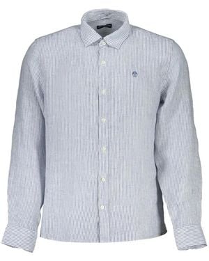 North Sails Striped Linen Shirt - Blue