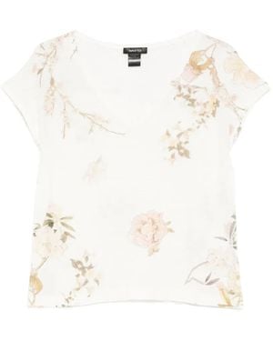 Avant Toi T-Shirt Fleuri À Col V - White