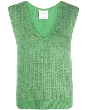 Barrie V-Neck Sleeveless Cashmere Top - Green