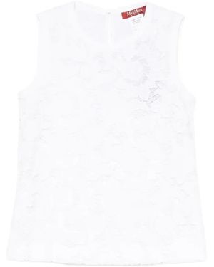 Max Mara Street Floral-Lace Sleeveless Blouse - White
