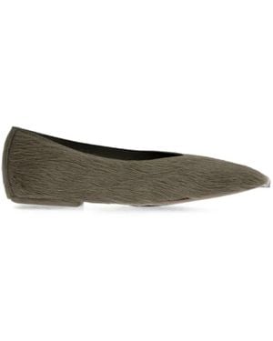 Rick Owens Square-Toe Calf-Hair Ballet Flats - Grey