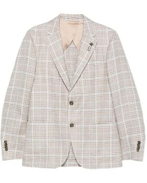 Lardini Checked Blazer - White