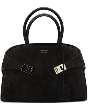 Ferragamo Hud Leather Tote Bag - Black