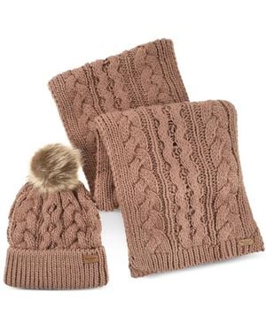 Barbour Gestricktes Penshaw Schal-Set - Braun