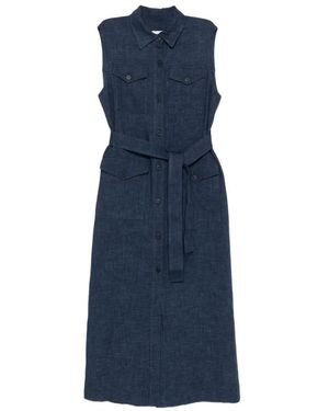 P.A.R.O.S.H. Button Belt Maxi Dress - Blue
