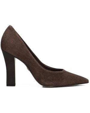 Carrano Susan Suede Pointed-Toe Heeled Court Shoes - Brown