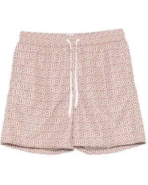 Eleventy Geometric-Print Swim Shorts - Pink
