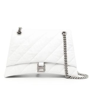 Balenciaga Crush Quilted Shoulder Bag - White