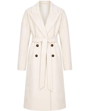 Veronica Beard Belted Double-Breasted Coat - White