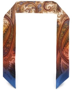 Etro Paisley-Print Silk Scarf - White