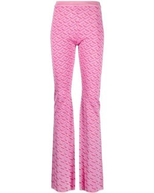 Versace La Greca Jacquard Flared Pants - Pink
