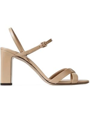 Jimmy Choo Elsy Block-Heel Leather Sandals - Metallic