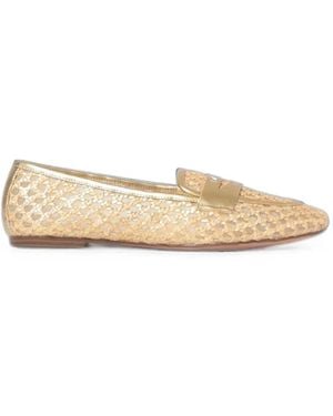 Twinset Perforated Raffia Loafers - Natural
