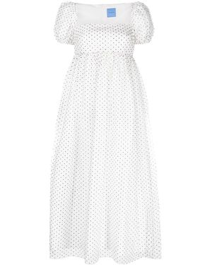 Macgraw Robe Mi-Longue Samantha À Pois - Blanc