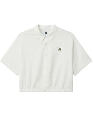 Chocoolate Embroidered-Detail Cropped Polo Shirt - White