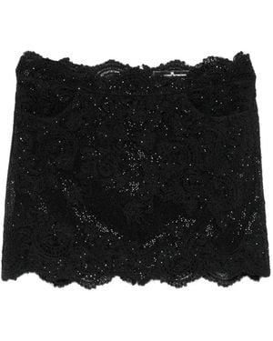 Ermanno Scervino Lace-Overlay Sequin-Embellished Mini Skirt - Black
