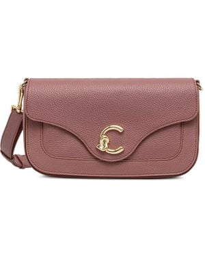 Coccinelle Medium C-Me Logo-Plaque Leather Shoulder Bag - Purple