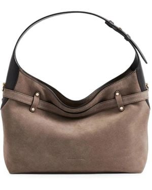 Borbonese B-Halo Buckled Suede Shoulder Bag - Brown