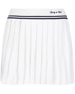 Sporty & Rich Abigail Pleated Striped-Trim Mini Skirt - White