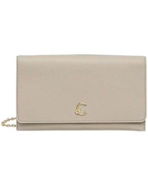 Coccinelle C-Me Logo-Plaque Chain-Link Clutch Bag - Natural