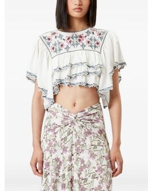 Isabel Marant Bestickte Sana Bluse Mit Rüschen - Weiß
