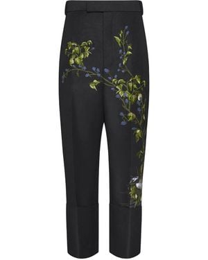 Thom Browne Goose Scenic Satin Stitch Wool Chino Trousers - Black
