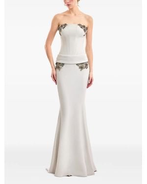 Gemy Maalouf Strapless Beaded Dress - White