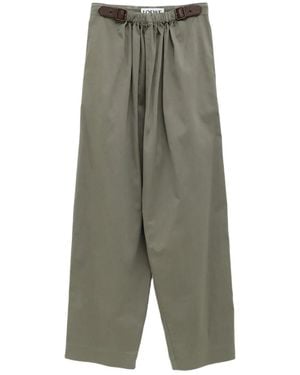 Loewe Elastic-Waist Belted Pants - Green