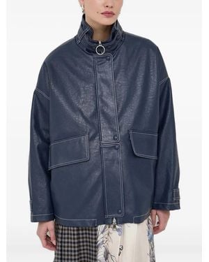 Beatrice B. High-Neck Snap-Fastening Jacket - Blue
