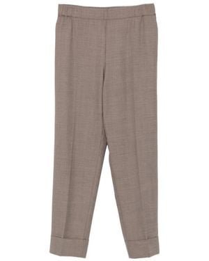 D.exterior Elasticated-Waistband Turn-Up Pants - Gray