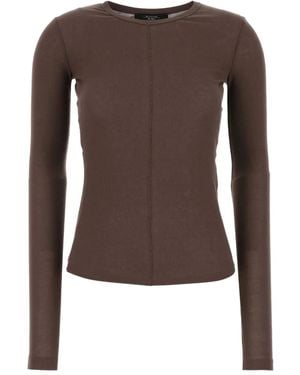 Weekend by Maxmara Long-Sleeved Cotton T-Shirt - Brown