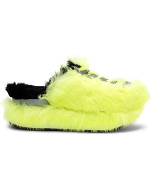 Hogan Fur-Trimmed Lace-Up Slip-On Trainers - Yellow
