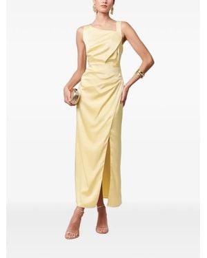 Savel Ruched-Satin Midi Dress - Metallic