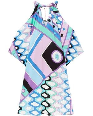 PUCCI Vivara-Print Jersey Satin Kaftan - Blue