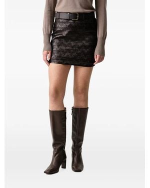 Silvian Heach Crinkled-Effect Belted Skirt - Black
