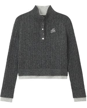 Musium Div. Geknöpfter Pullover Mit Zopfmuster - Grau