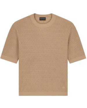 Emporio Armani Textured Short-Sleeve Jumper - Natural