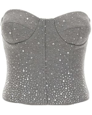 Twentyfourhaitch Quira Rhinestone-Embellished Bustier Top - Gray