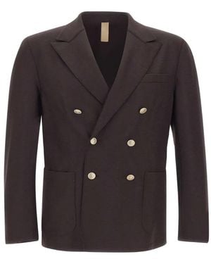 Eleventy Double-Breasted Peak-Lapel Blazer - Black