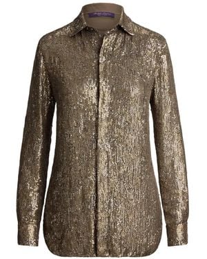 Ralph Lauren Reice Sequin-Embellished Silk Shirt - Brown